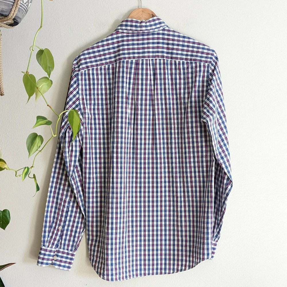 J. Crew | Sunwashed Oxford | Men's Plaid Long Sleeve Button Front Shirt